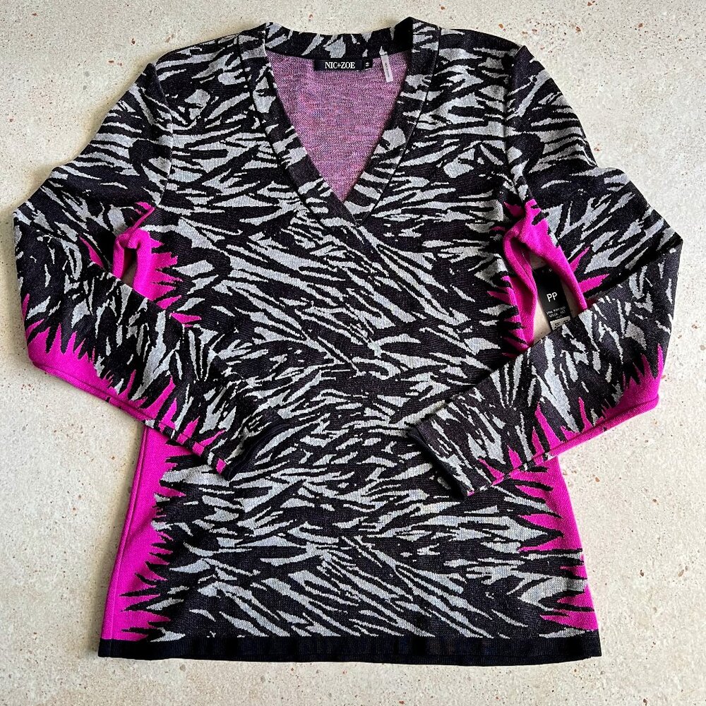 NWT Nic + Zoe Zebra Sweater